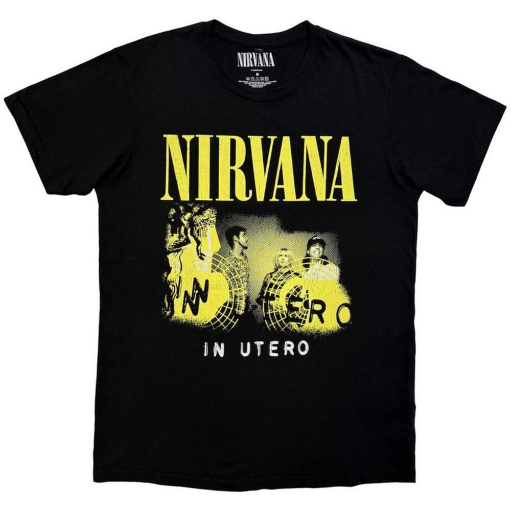 Nirvana Unisex Adult In Utero Band Photo Carbon T-Shirt / Black